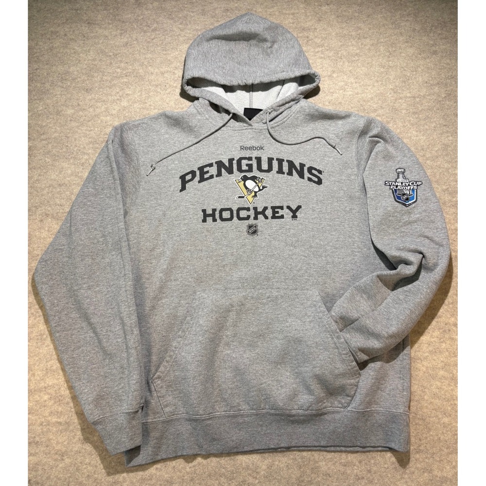 Reebok Mens Pittsburgh Penguins NHL Hockey Hoodie Gray 2012 Stanley Cup Large